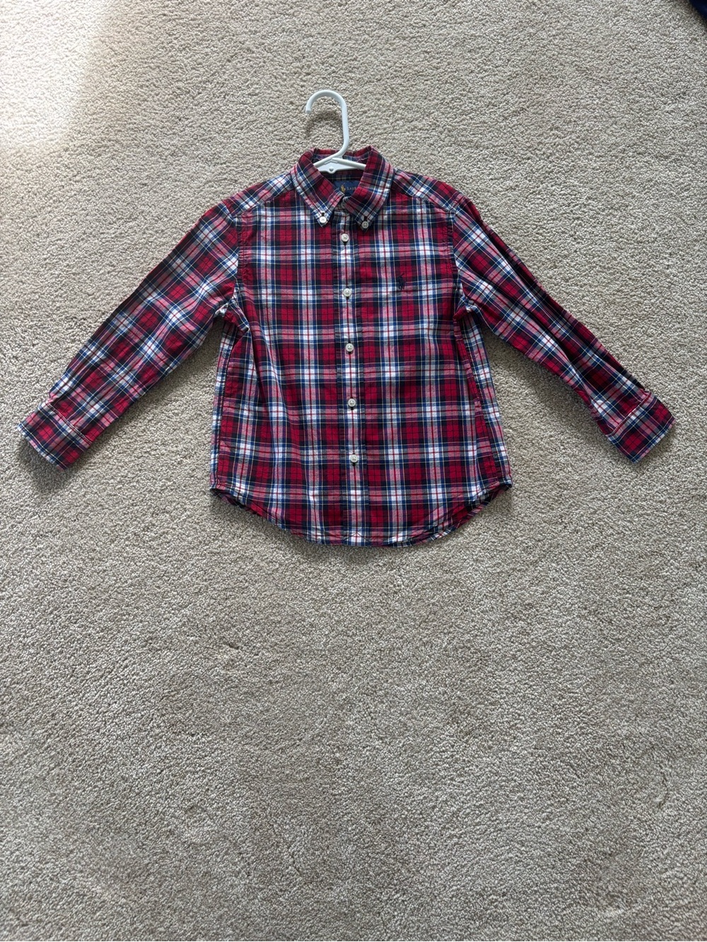 Polo by Ralph Lauren Red and Navy Plaid Button-Down Shirt